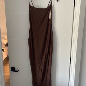 Elegant Brown Slip Dress